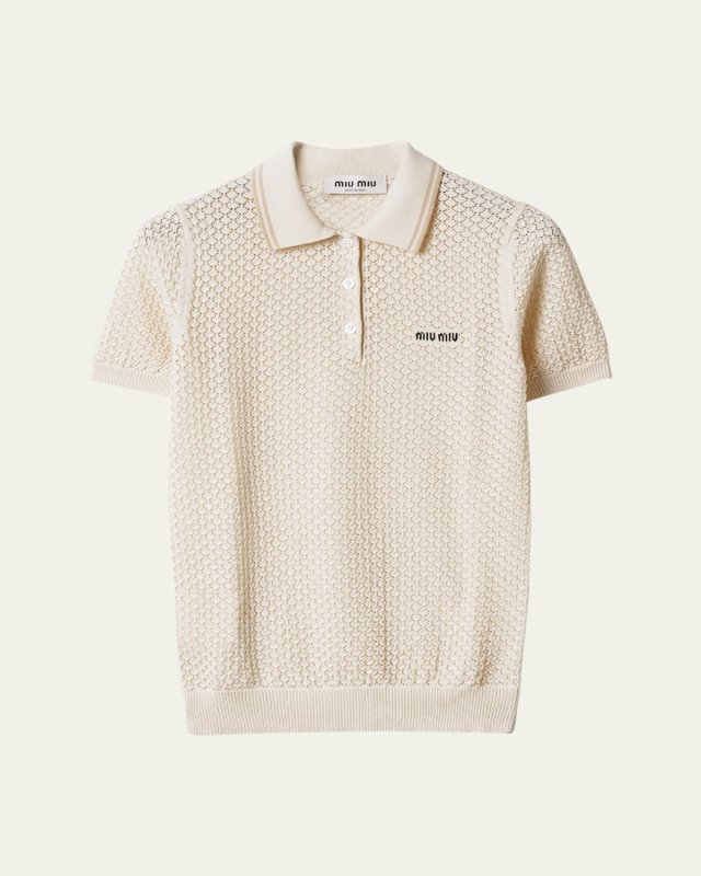 Crochet Cotton Short-Sleeve Polo